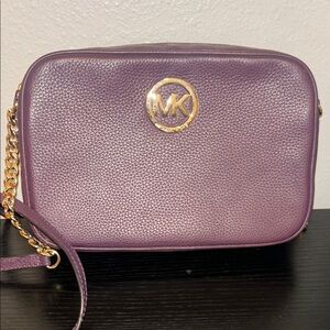 Michael Kors Plum Crossbody Bag with Gold Accents